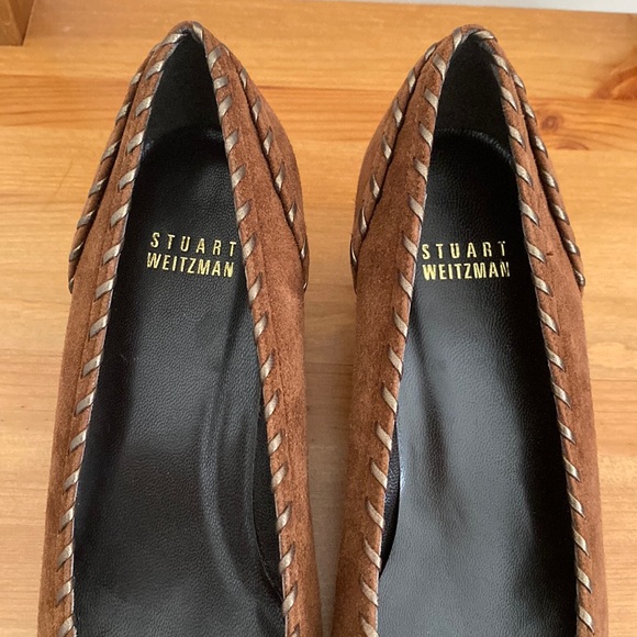 Stuart Weitzman Brown Suede Tassel Heels Sz 7 - Picture 4 of 9